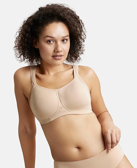 Jockey FE78 Women’s Wirefree Padded Cotton Bra – Full Coverage with Broad Cushioned Straps